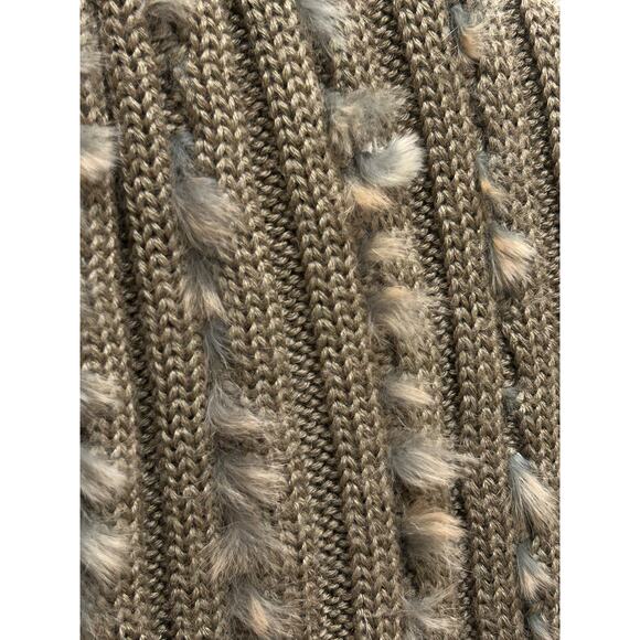 Belle Fare Rabbit Fur Knit Fringe Vest Shawl Wrap Boho Cozy Winter Layer - Picture 7 of 8